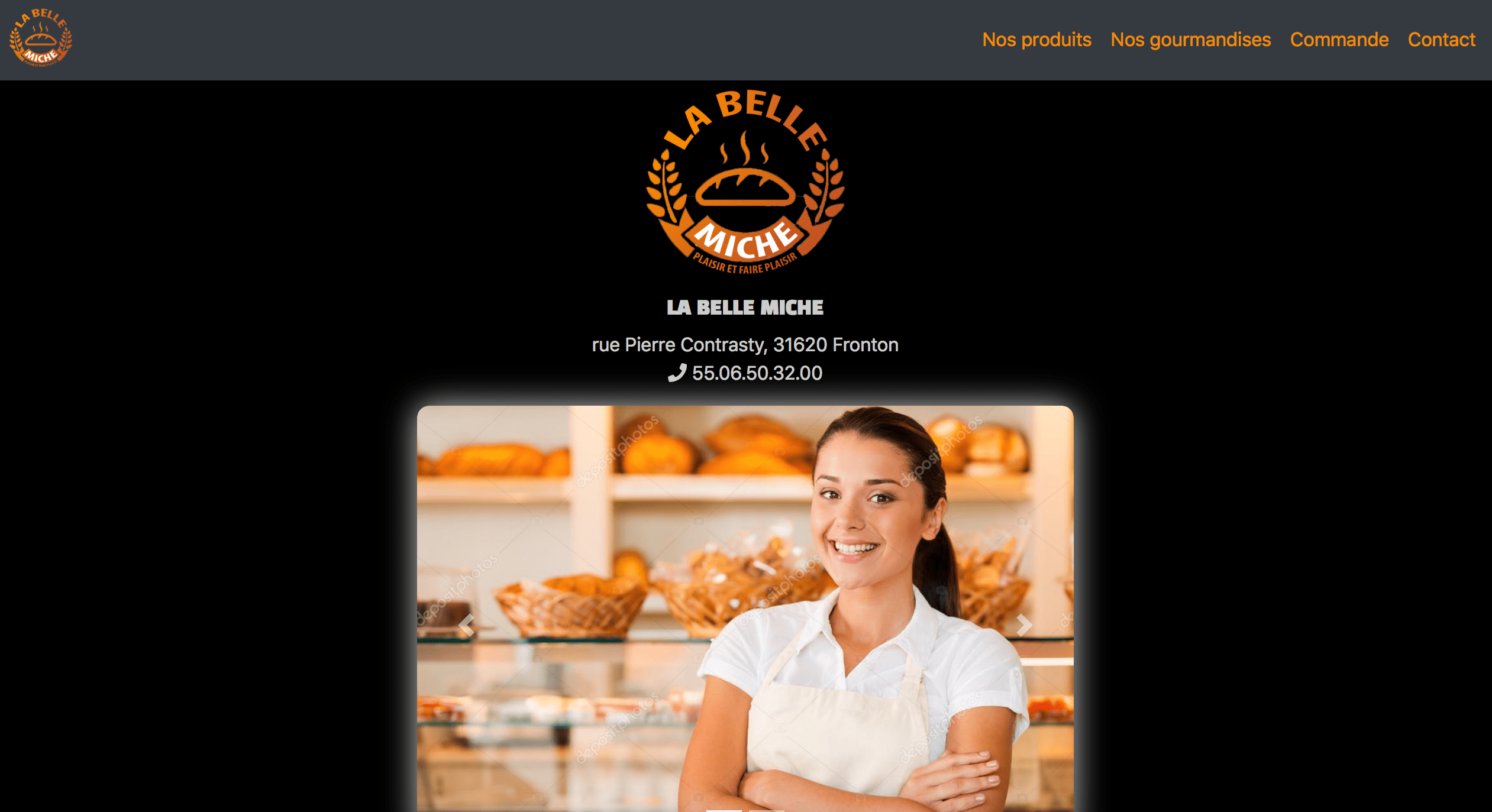 image représentant la page d'accueil du site appelé la belle miche